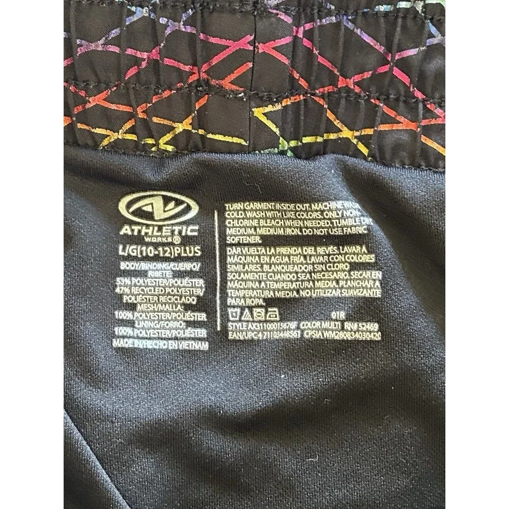 Athletic Works Girls L (10-12) Plus Active Shorts Rainbow Geometric Reflective